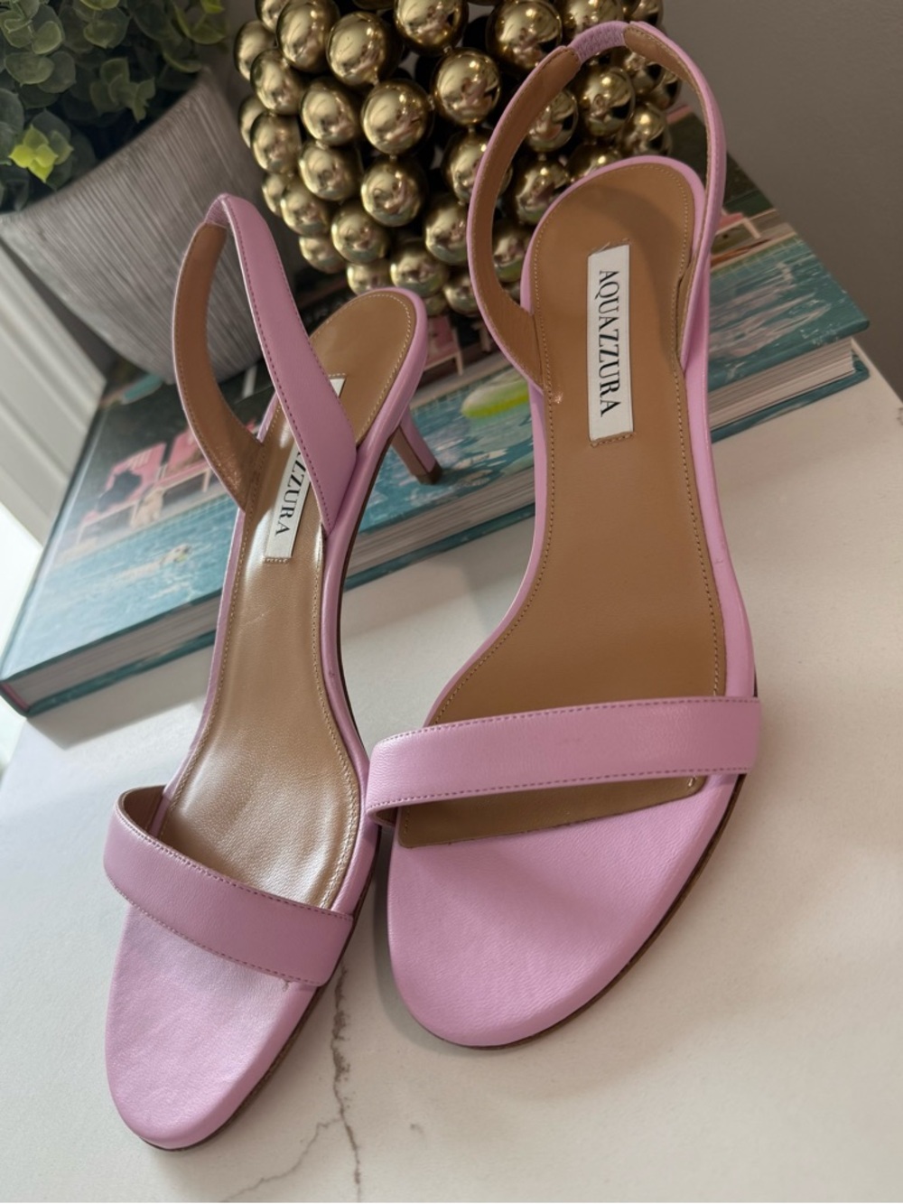 Aquazzura So Nude Petal Rode Sandal, Pink Slingback Kitten Heel EU 39 US 9 - Picture 2 of 9